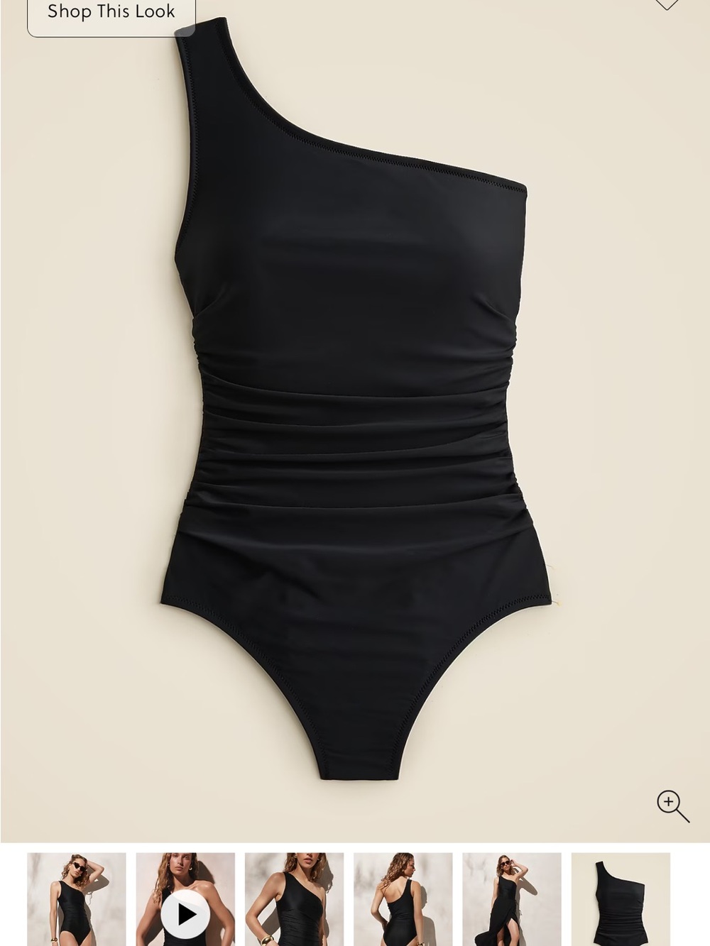 Brand NWT JCrew classic black ruched bathing suit, Size 14